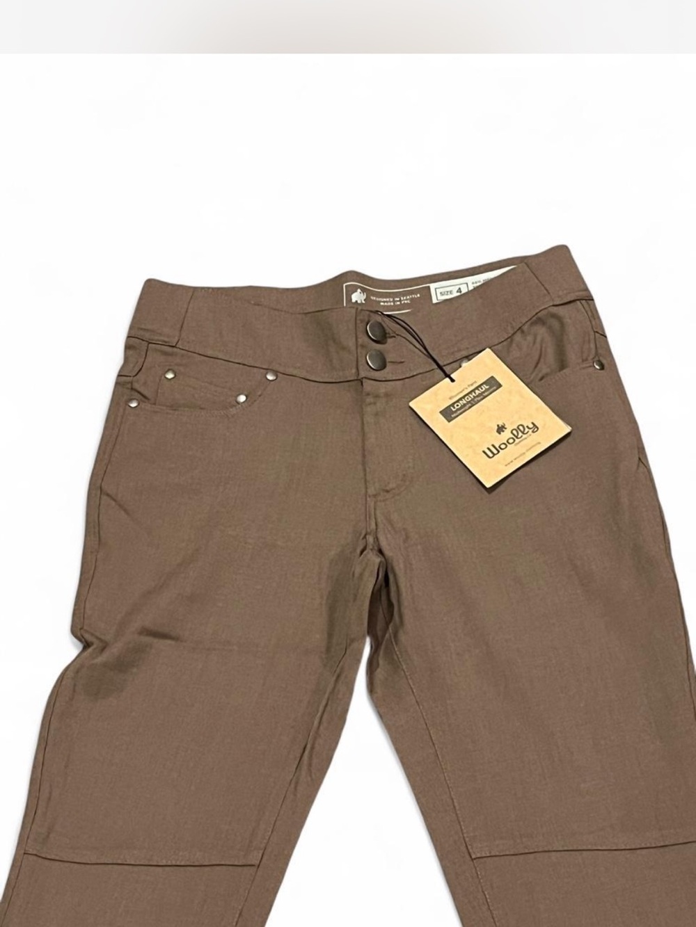Woolly Longhaul Flex Merino wool blend tech travel hiking carryon Pant brown 4 - Picture 5 of 7